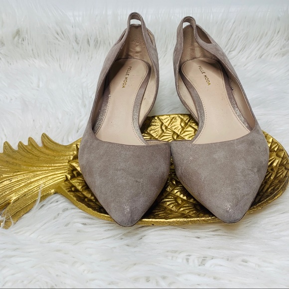 PELLE MODA Tan Suede Shimmer Heels Size 9.5 - Picture 7 of 8
